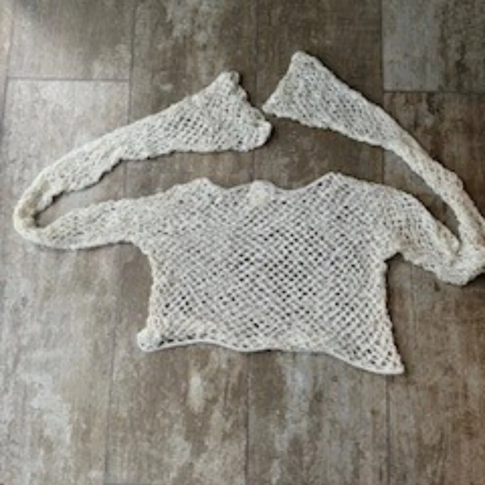House of CB Neoma White Crochet Long Sleeve Top